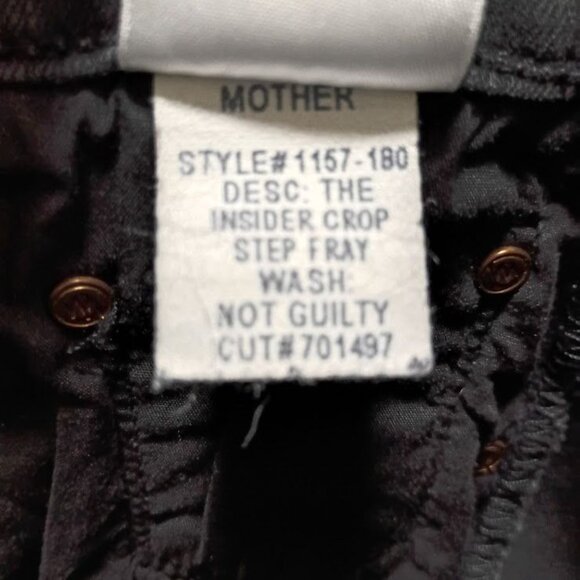 Mother Insider Crop Black Jeans Wash Size 27  Denim Mid-Rise Raw Hem - Picture 4 of 15